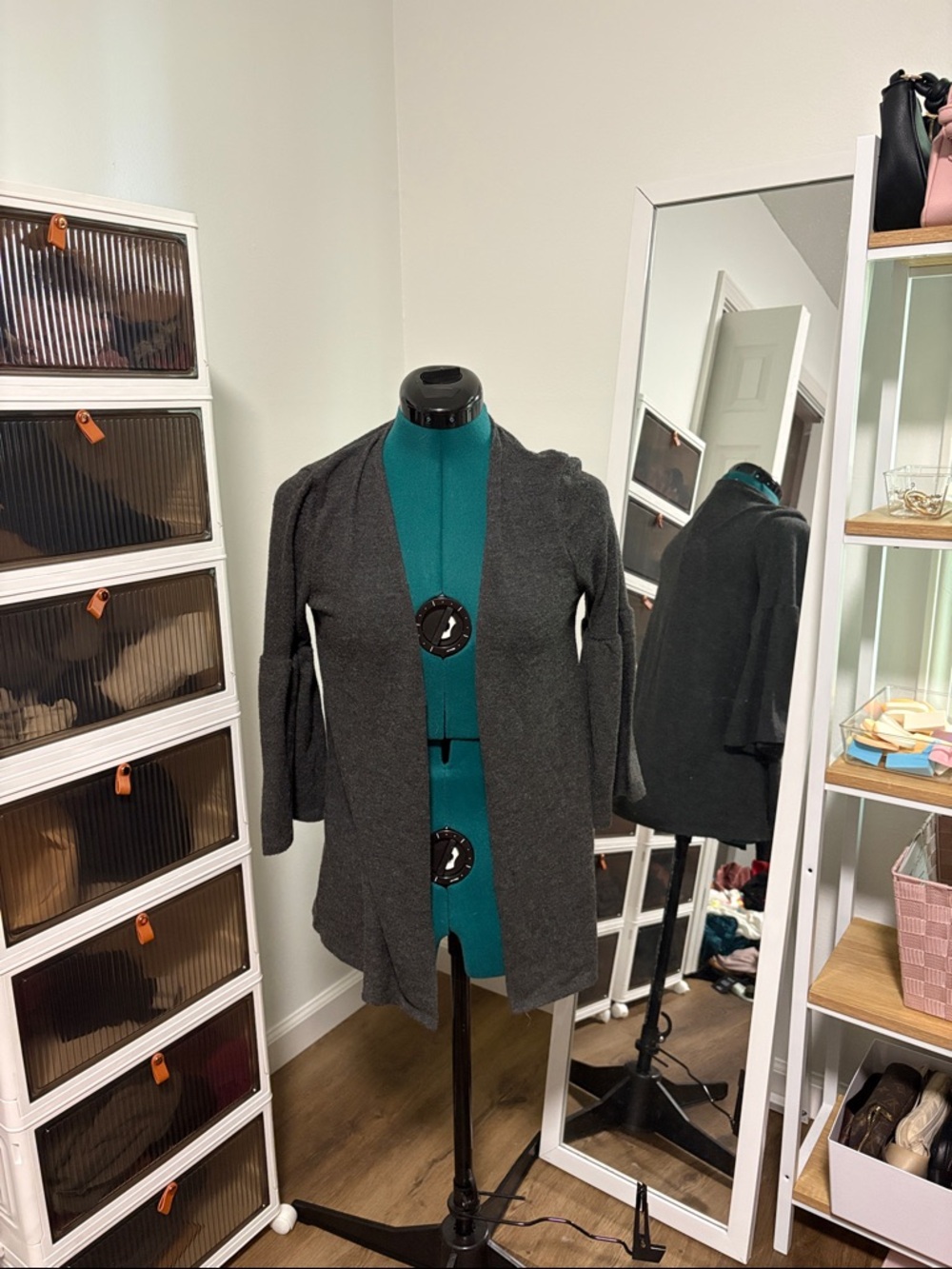 Purple Snow Dark Gray Open-Front Women’s Cardigan